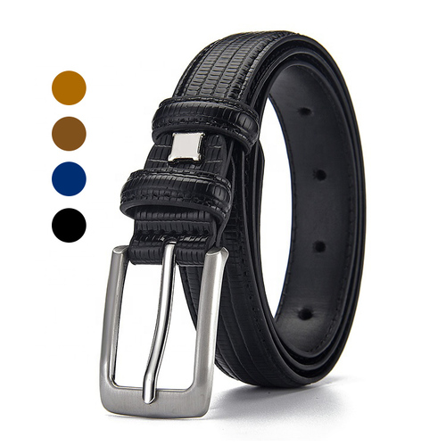 Luxury  Metal Pin Buckle Ratchet Automatic Buckle Cowhide Genuine Leather Belts For Men