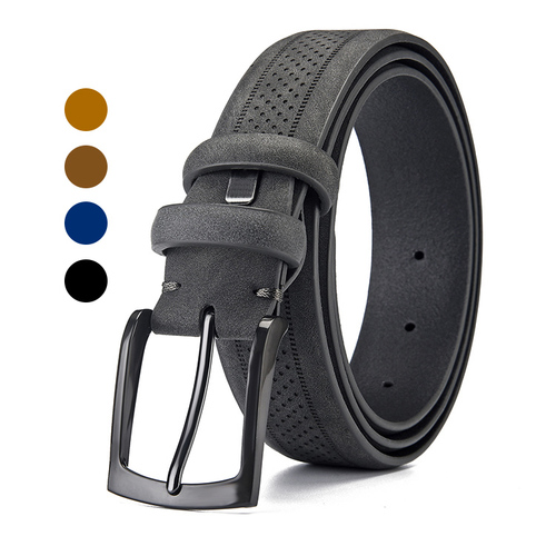 Luxury  Metal Pin Buckle Ratchet Automatic Buckle Cowhide Genuine Leather Belts For Men