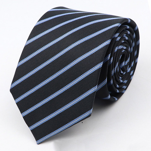 New Men's Tie Classic Red Blue Black Solid Color Stripe 7cm Jacquard Necktie Daily Wear Business Formal Wedding Tie Gift