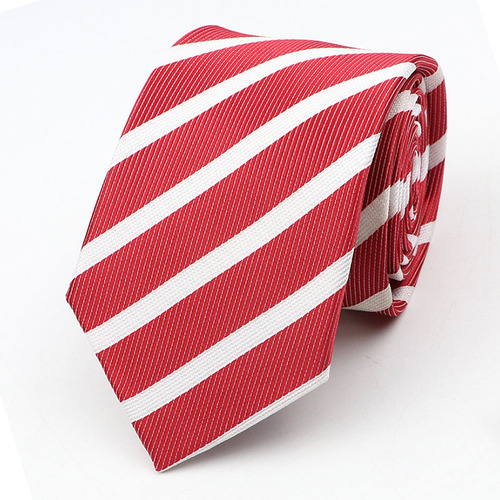 New Men's Tie Classic Red Blue Black Solid Color Stripe 7cm Jacquard Necktie Daily Wear Business Formal Wedding Tie Gift