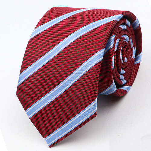New Men's Tie Classic Red Blue Black Solid Color Stripe 7cm Jacquard Necktie Daily Wear Business Formal Wedding Tie Gift