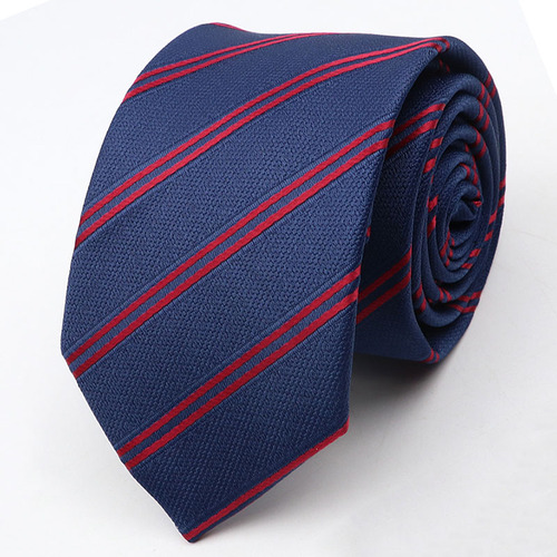New Men's Tie Classic Red Blue Black Solid Color Stripe 7cm Jacquard Necktie Daily Wear Business Formal Wedding Tie Gift