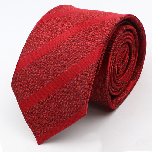 New Men's Tie Classic Red Blue Black Solid Color Stripe 7cm Jacquard Necktie Daily Wear Business Formal Wedding Tie Gift