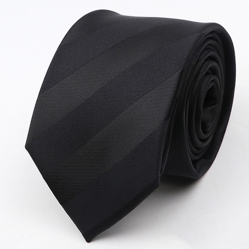 New Men's Tie Classic Red Blue Black Solid Color Stripe 7cm Jacquard Necktie Daily Wear Business Formal Wedding Tie Gift