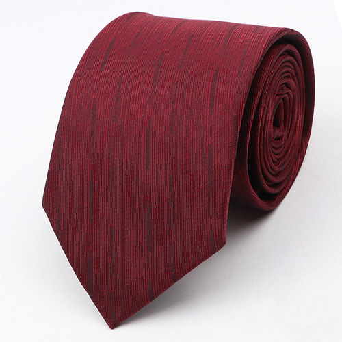 New Men's Tie Classic Red Blue Black Solid Color Stripe 7cm Jacquard Necktie Daily Wear Business Formal Wedding Tie Gift