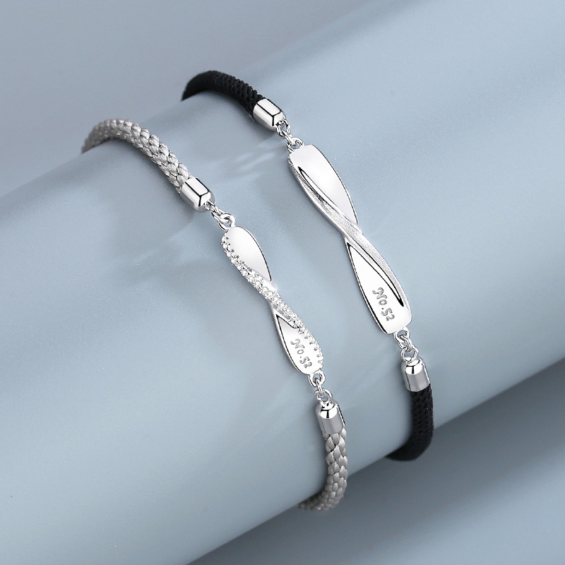 High Quality Unique Mobius Twisted Black Rope Charm Braided Leather Bracelet Fashion Couple Bracelet Women Men Jewelry G