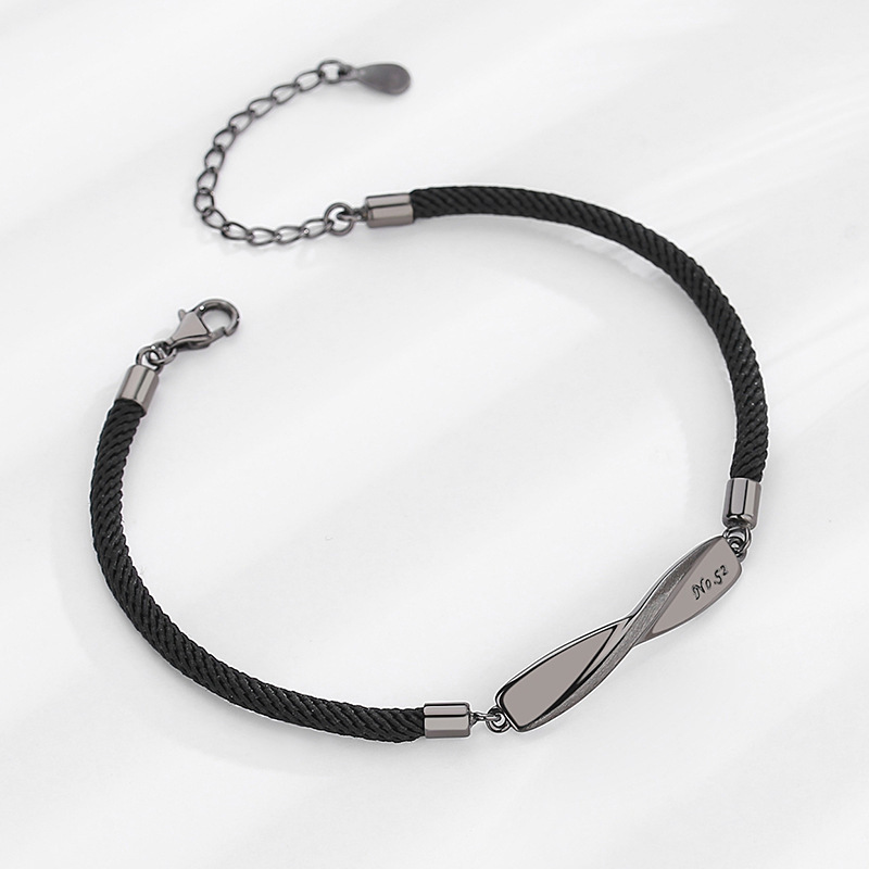 High Quality Unique Mobius Twisted Black Rope Charm Braided Leather Bracelet Fashion Couple Bracelet Women Men Jewelry G