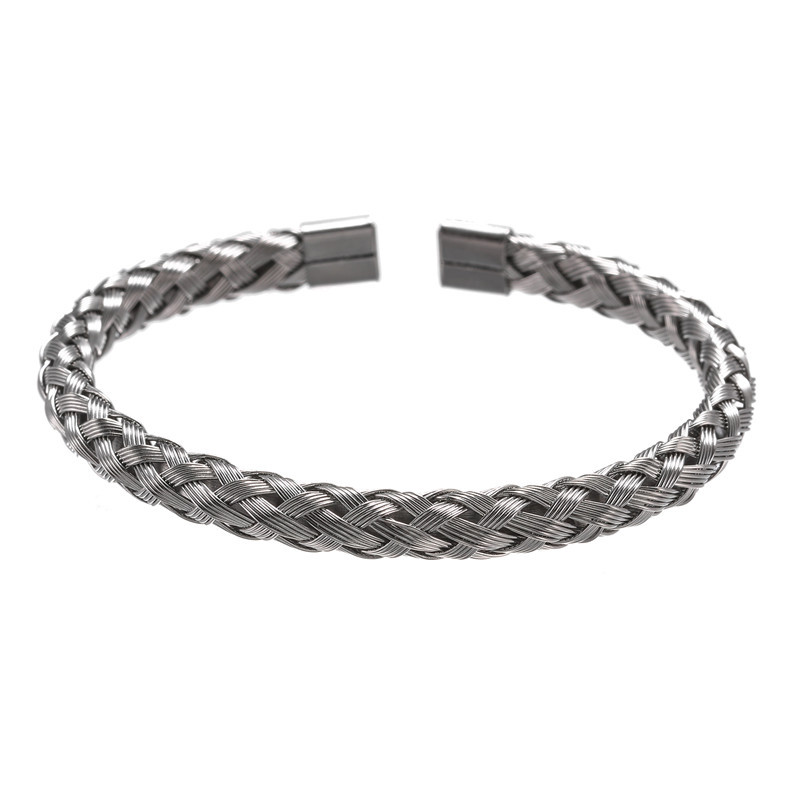 Steel Jewelry Mesh Braided Steel Wire Open Bangle Bracelets for Man