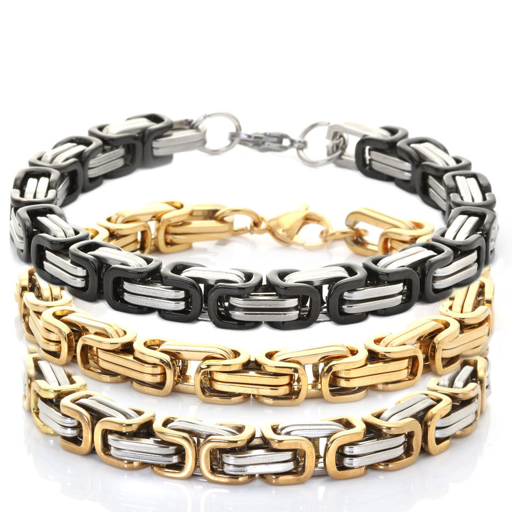 High Grade Link Design Gold And Silver Plate Bracelet For Men