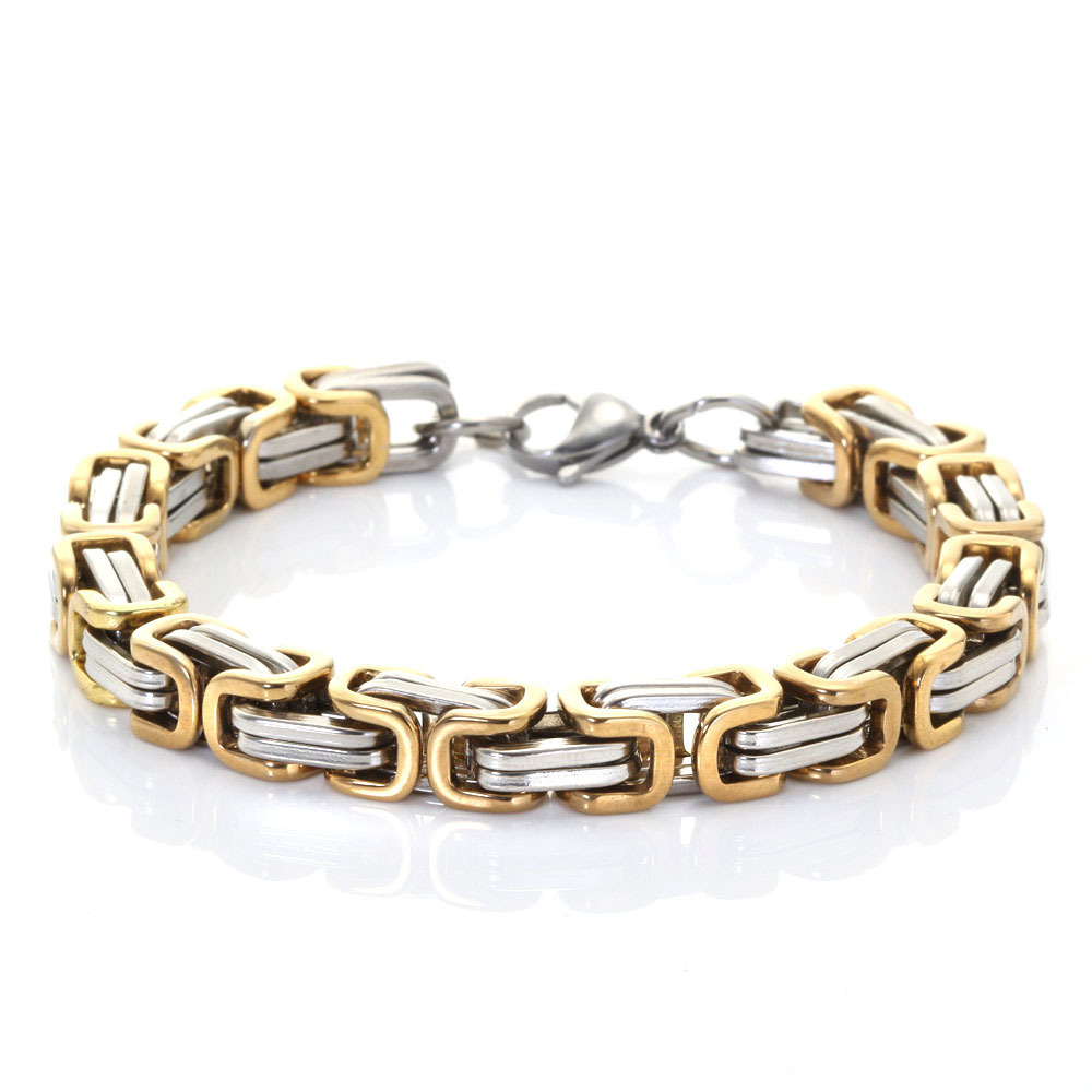 High Grade Link Design Gold And Silver Plate Bracelet For Men