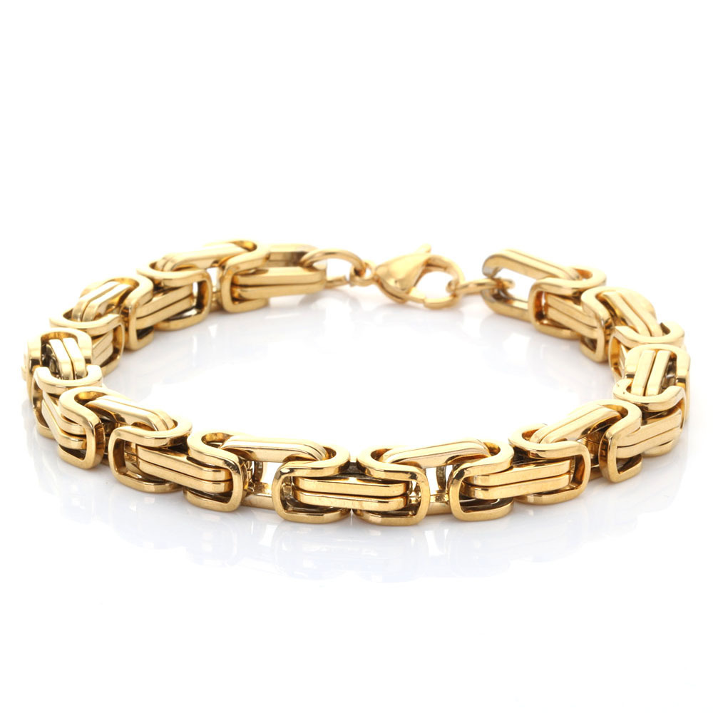 High Grade Link Design Gold And Silver Plate Bracelet For Men