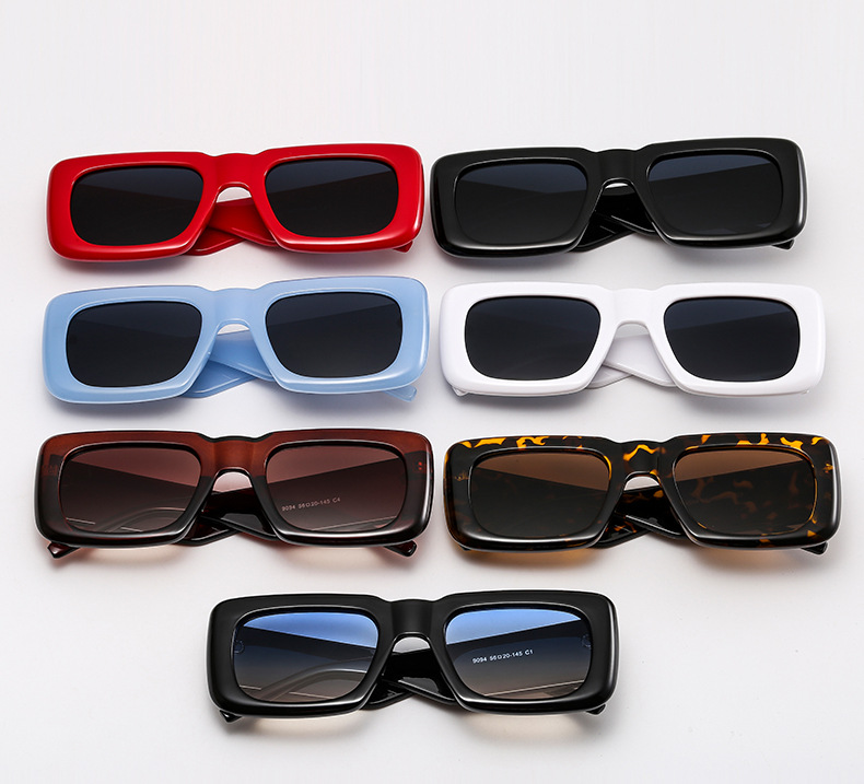 BK9094 Retro Vintage  90s Sun glasses Cheap Solid Thick Rectangle Men Women Fashion Trendy Sunglasses