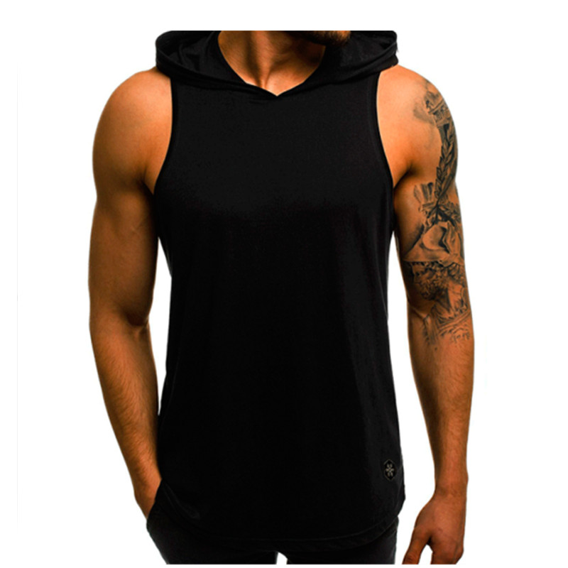 Men's Sleeveless Hoodie T-Shirt Muscle Sweatshirt Summer Cool Hoodie Top Gym Sports Slim Fitness Hoodie Sweatshirt