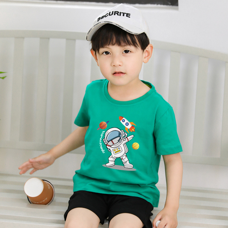 New Arrival  Printed Kids Round Neck T-Shirts Short Sleeve 100% Cotton Toddler Boys T-Shirts
