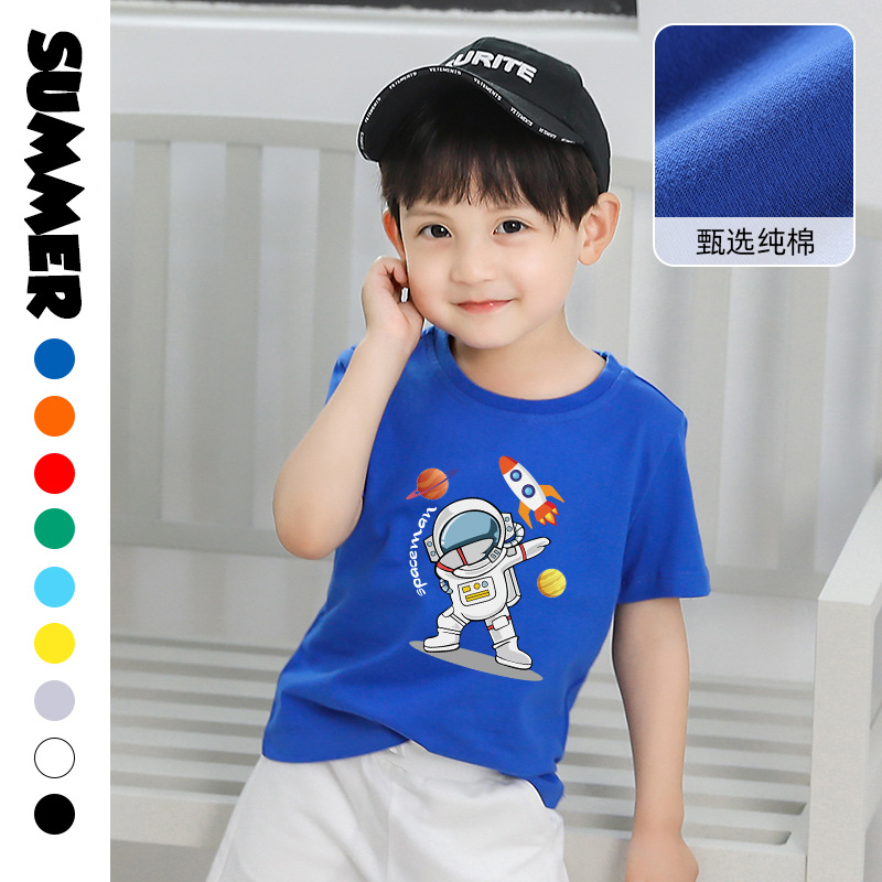 New Arrival  Printed Kids Round Neck T-Shirts Short Sleeve 100% Cotton Toddler Boys T-Shirts
