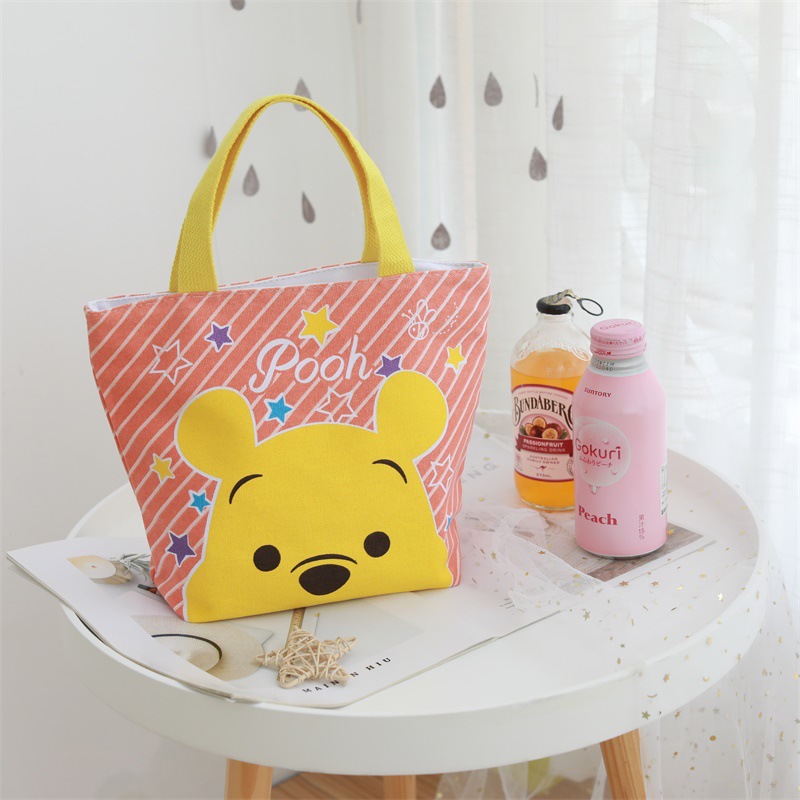 Cute cartoon lunch box children's handbag student work with rice bag canvas small carry bag
