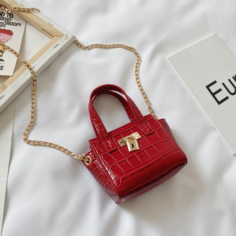 High Quality  Fashion Mini Kids  Shoulder Bag   Leather Handbag Girl Chain Messenger Bags