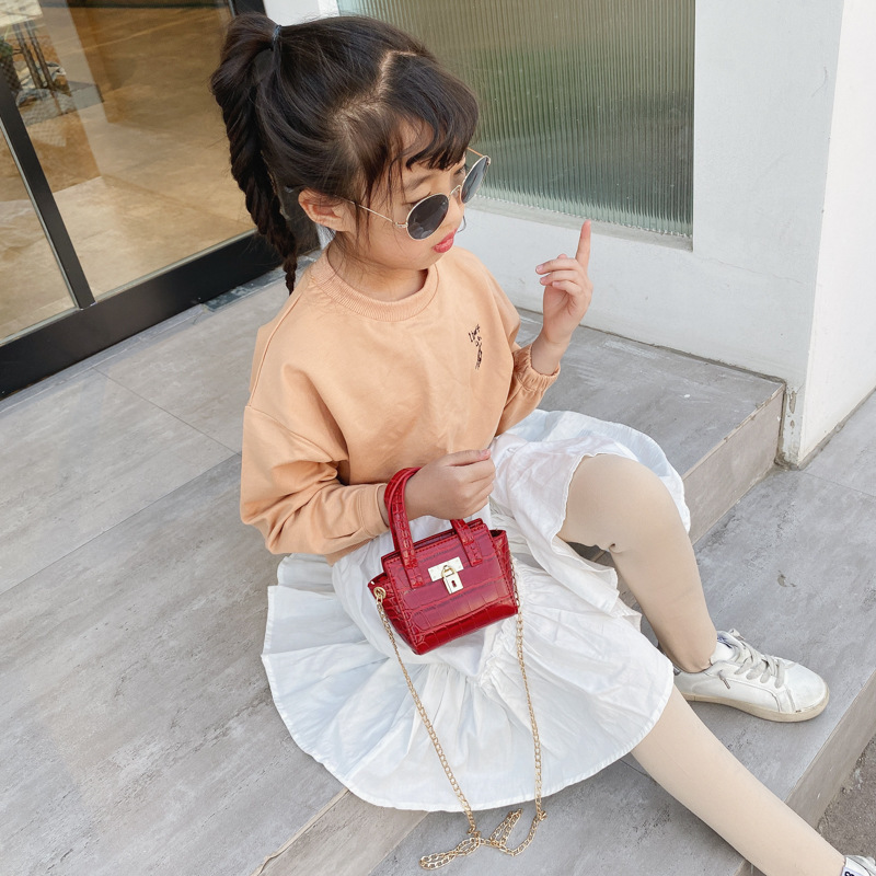 High Quality  Fashion Mini Kids  Shoulder Bag   Leather Handbag Girl Chain Messenger Bags