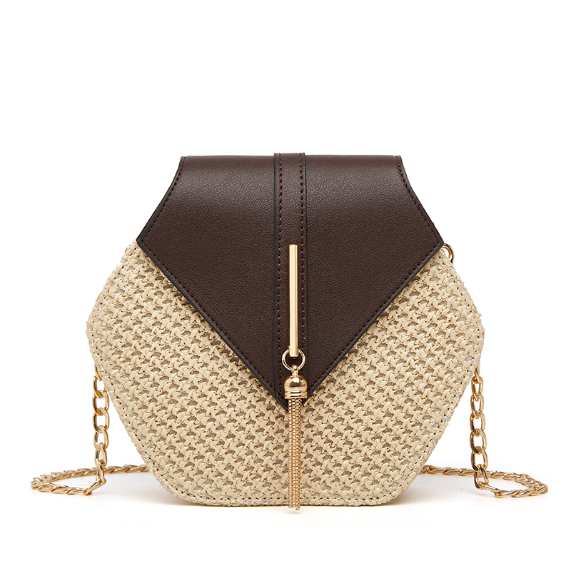 New luxury fashion messenger woven straw multifunctional chain small bag portable beach holiday messenger bag
