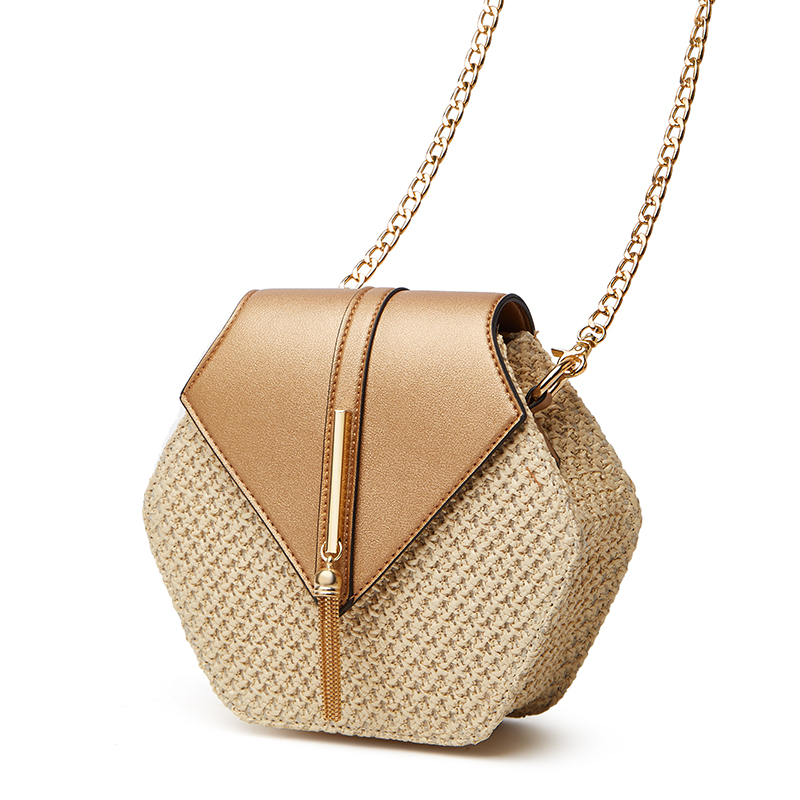 New luxury fashion messenger woven straw multifunctional chain small bag portable beach holiday messenger bag