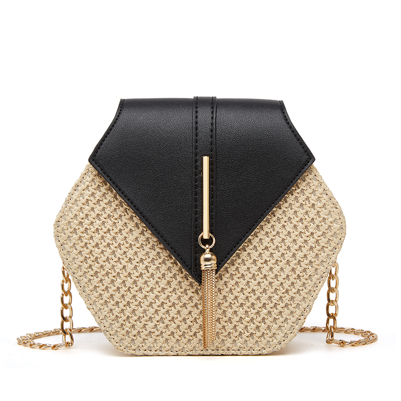New luxury fashion messenger woven straw multifunctional chain small bag portable beach holiday messenger bag