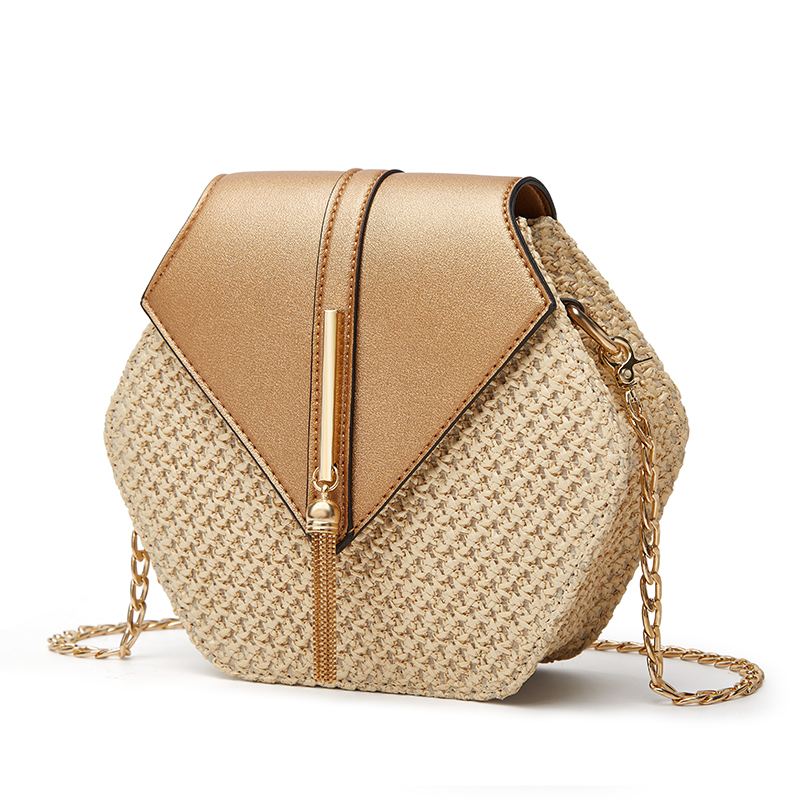 New luxury fashion messenger woven straw multifunctional chain small bag portable beach holiday messenger bag