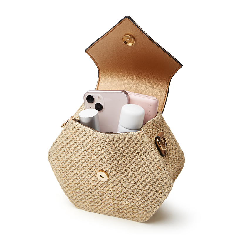 New luxury fashion messenger woven straw multifunctional chain small bag portable beach holiday messenger bag