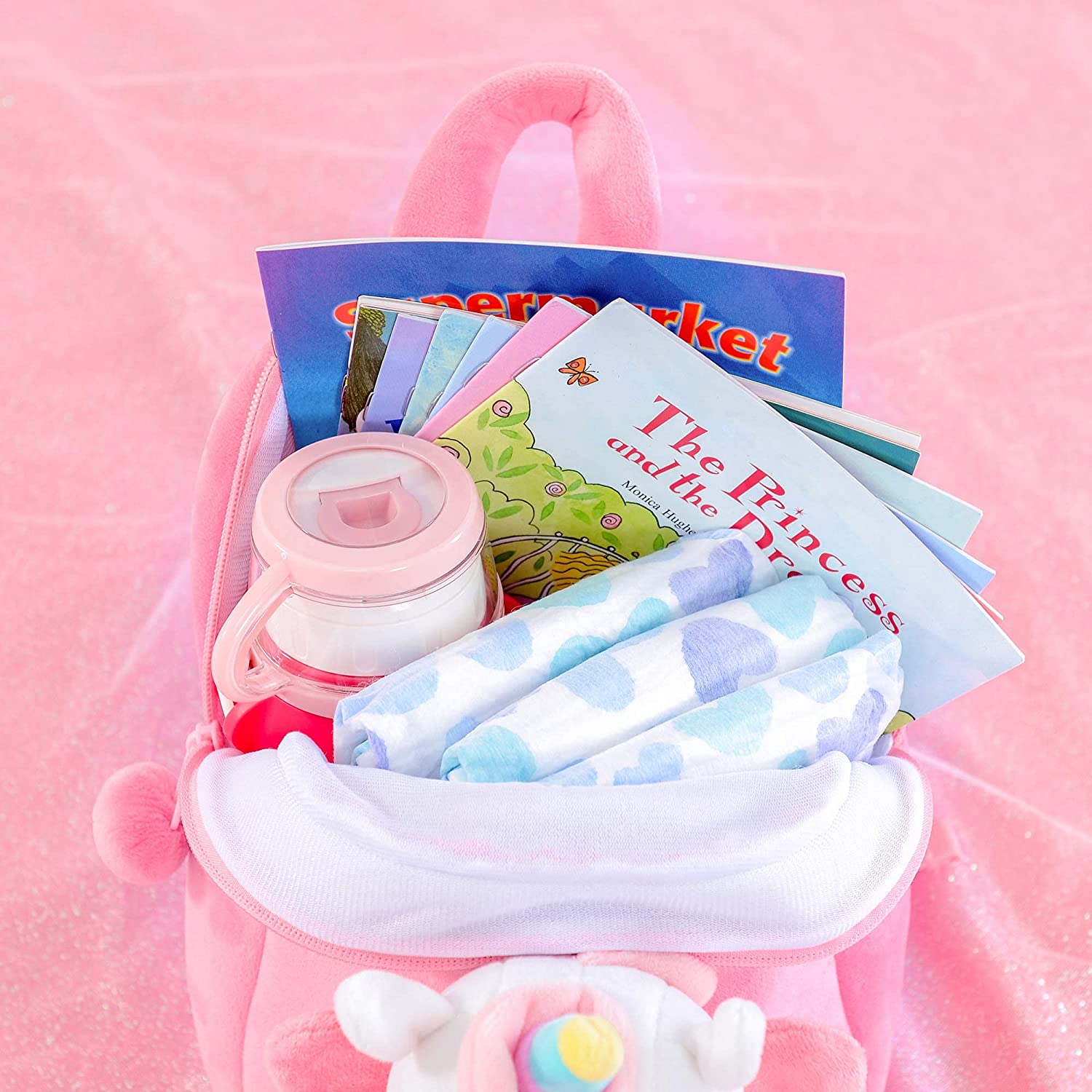 Unicorn Backpack for Girls Kids Backpack Plush Unicorn Toy Gifts for Kids Baby Napkins Snack Books Bag