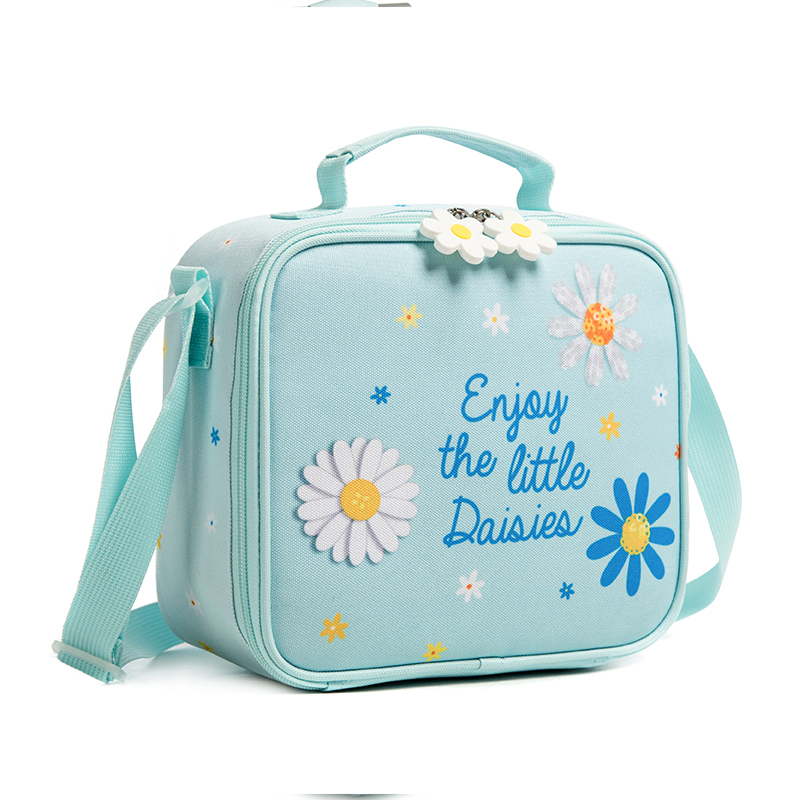 Jasminestar Children Light Blue School Bag Shoulder Bag Pencil Case Kids Backpack Trolley Set With Flower Embroidery For