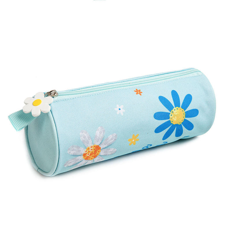 Jasminestar Children Light Blue School Bag Shoulder Bag Pencil Case Kids Backpack Trolley Set With Flower Embroidery For