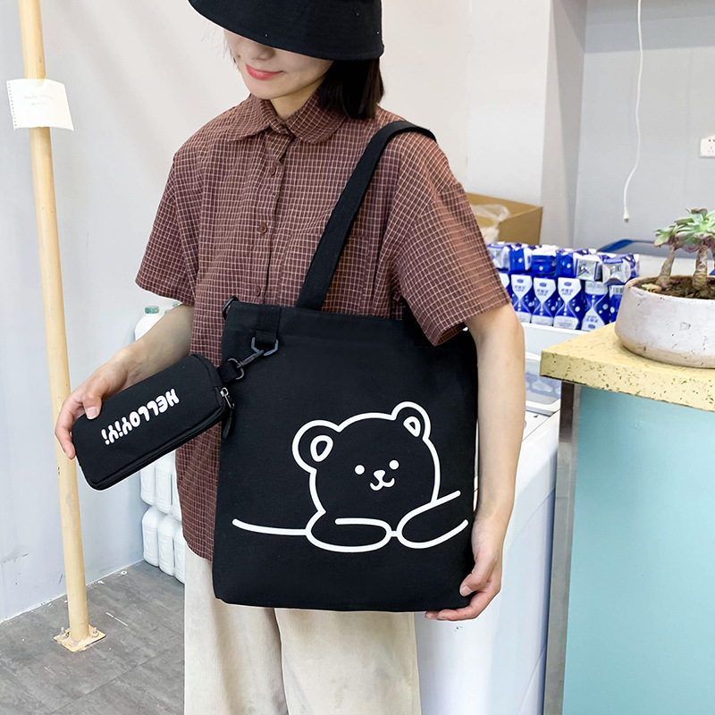 Student canvas bag New children's portable  elementary school bag shoulder canvas bag