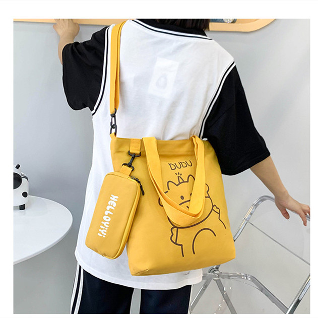 Student canvas bag New children's portable  elementary school bag shoulder canvas bag