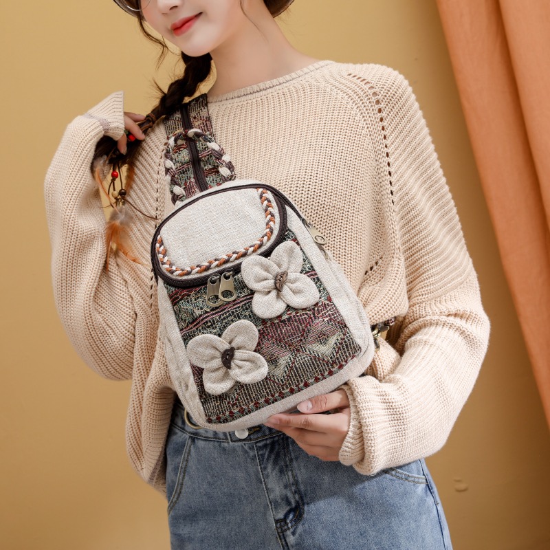 Hand knitted casual backpack travel camping  backpacks for kids drawstring backpack