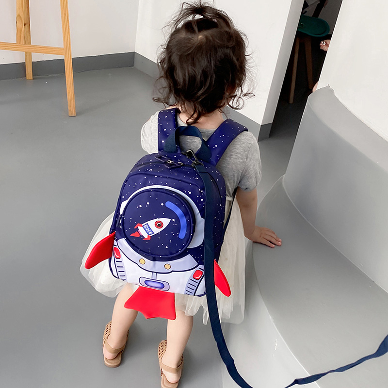  new anti-lost baby rocket boy and girl kindergarten school bag casual nylon waterproof trendy kids backpack