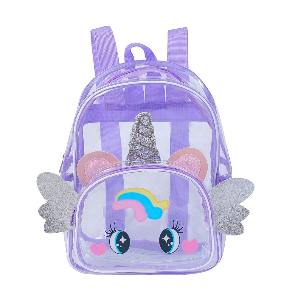 Transparent PVC Kids  Backpack Stadium Approved Mini Cute Clear School Bag Big Eyes Unicorn Waterproof Backpack