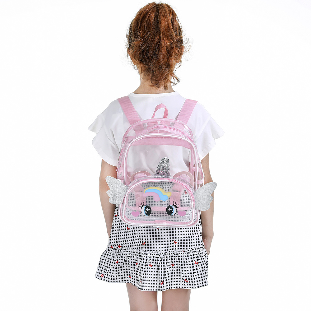 Transparent PVC Kids  Backpack Stadium Approved Mini Cute Clear School Bag Big Eyes Unicorn Waterproof Backpack