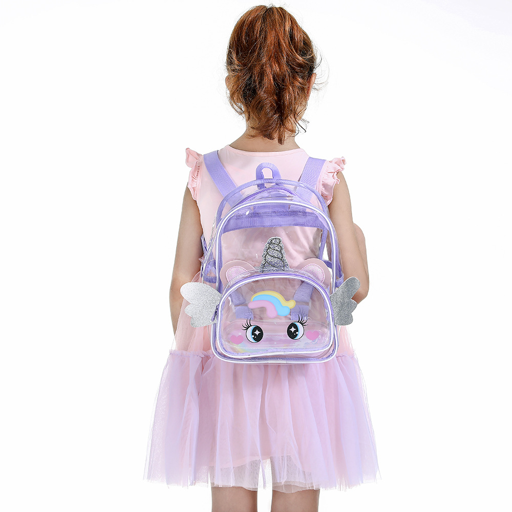 Transparent PVC Kids  Backpack Stadium Approved Mini Cute Clear School Bag Big Eyes Unicorn Waterproof Backpack