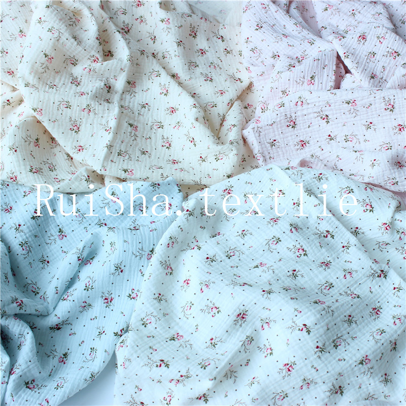 100% cotton double crepe gauze sleepwear baby blanket kids fabric