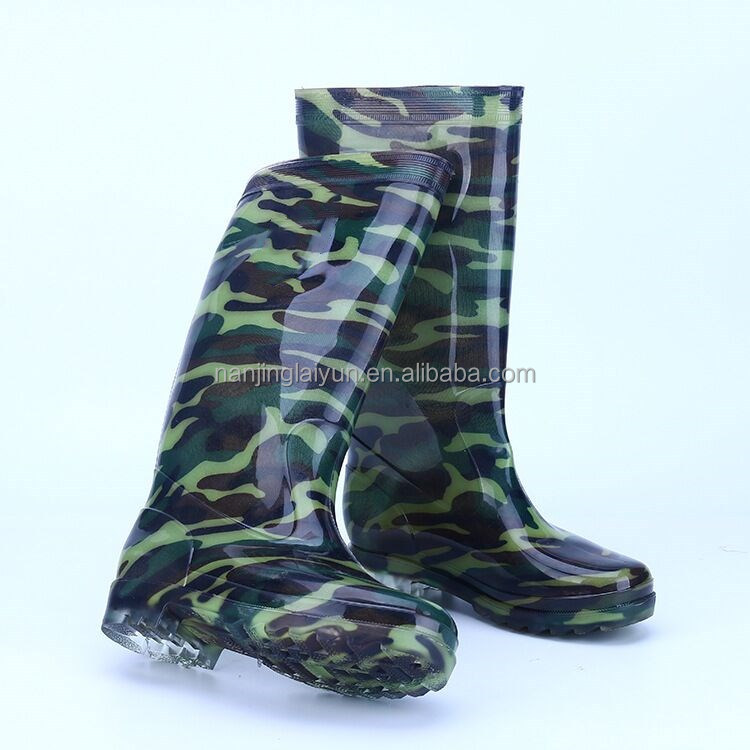 New fashion rain shoes non-slip warm rain shoes with plush camouflage wear resistant men's tall rain shoes