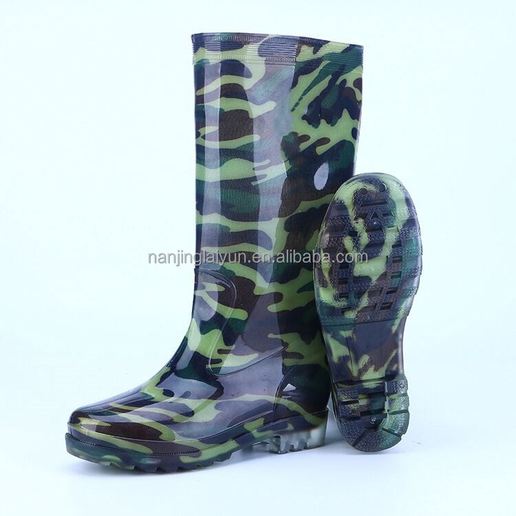 New fashion rain shoes non-slip warm rain shoes with plush camouflage wear resistant men's tall rain shoes