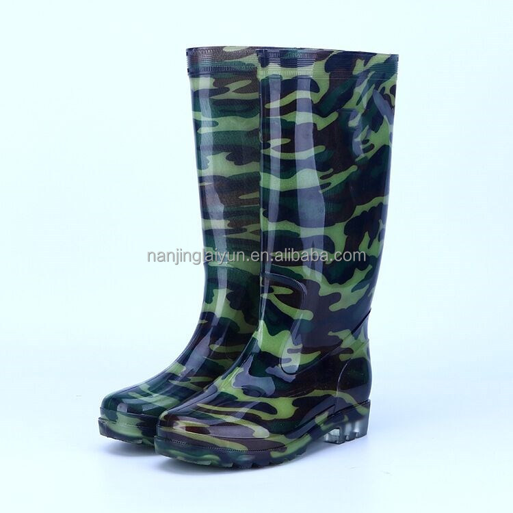 New fashion rain shoes non-slip warm rain shoes with plush camouflage wear resistant men's tall rain shoes