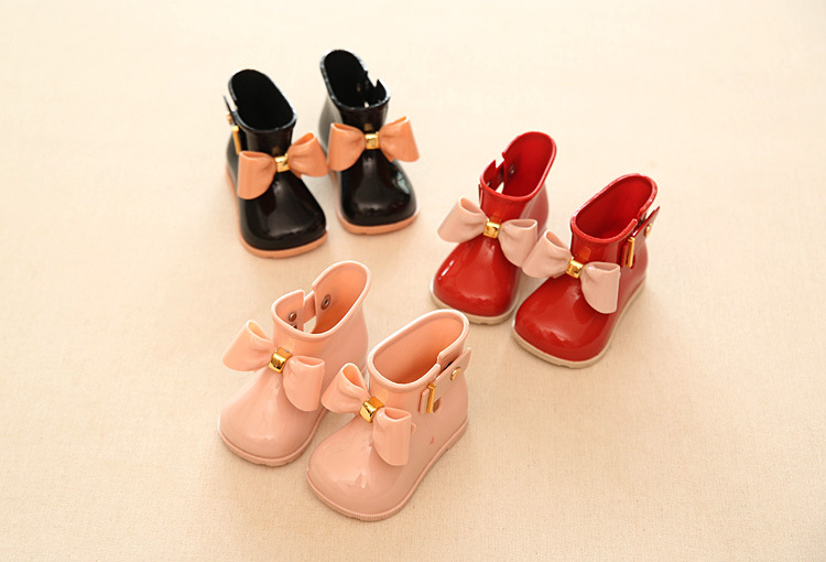 Children waterproof cute bow rain boots baby rubber shoes cute rain boots girls waterproof shoes toddler rain boots