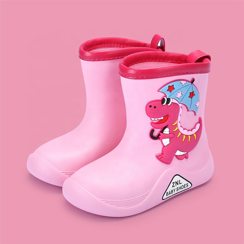 Cheap Cute Dinosaur Kids Drawstring Waterproof Rainy Shoes Boys Girls Flat Heel EVA Toddler Rain Boots