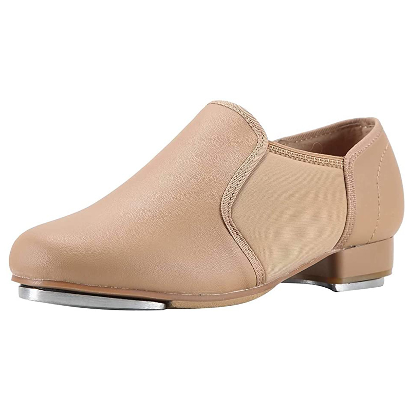 EU and US in Stock  Unisex PU Leather Slip On Tan Tap Shoe Dance Shoes for Women and Men's Dance Shoes with Sou