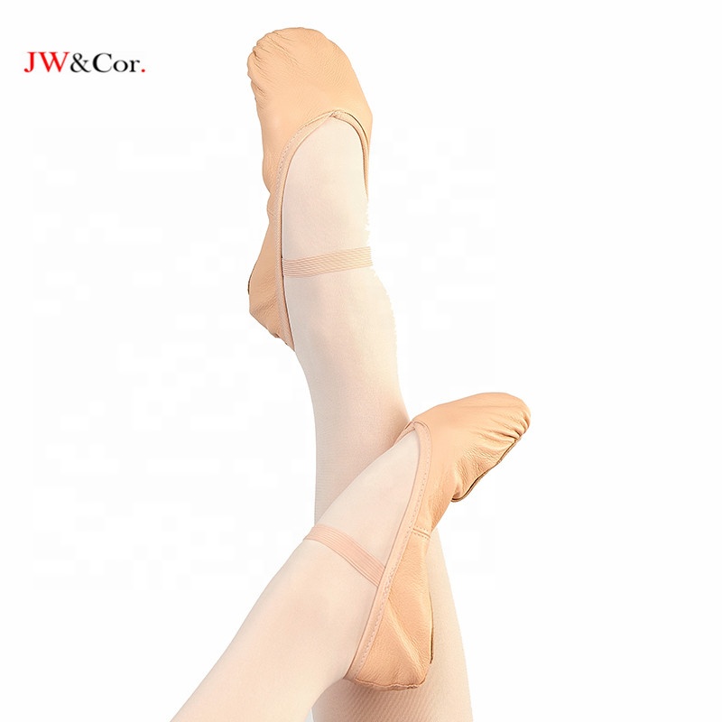 JW Soft leather dance shoes full sole girls ballet shoes