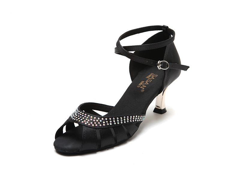SASAN  Woman Latin Dance Shoes Crystal Medium Heel Salsa Dance Shoes S-123