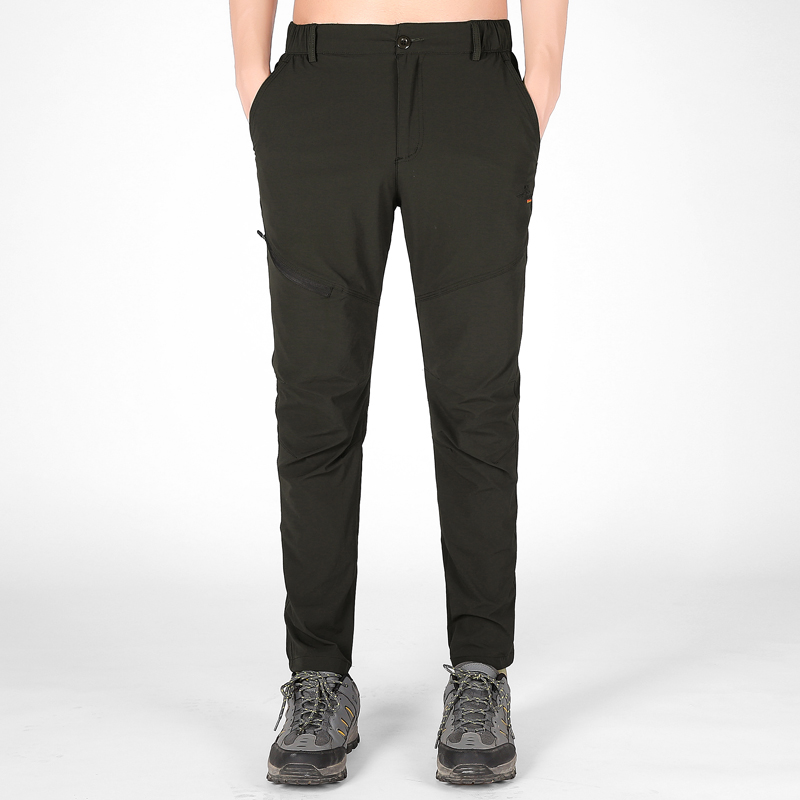  Men's quick dry solid color slim elastic casual hiking trousers sport outdoor pants outdoor waterproof warm pa