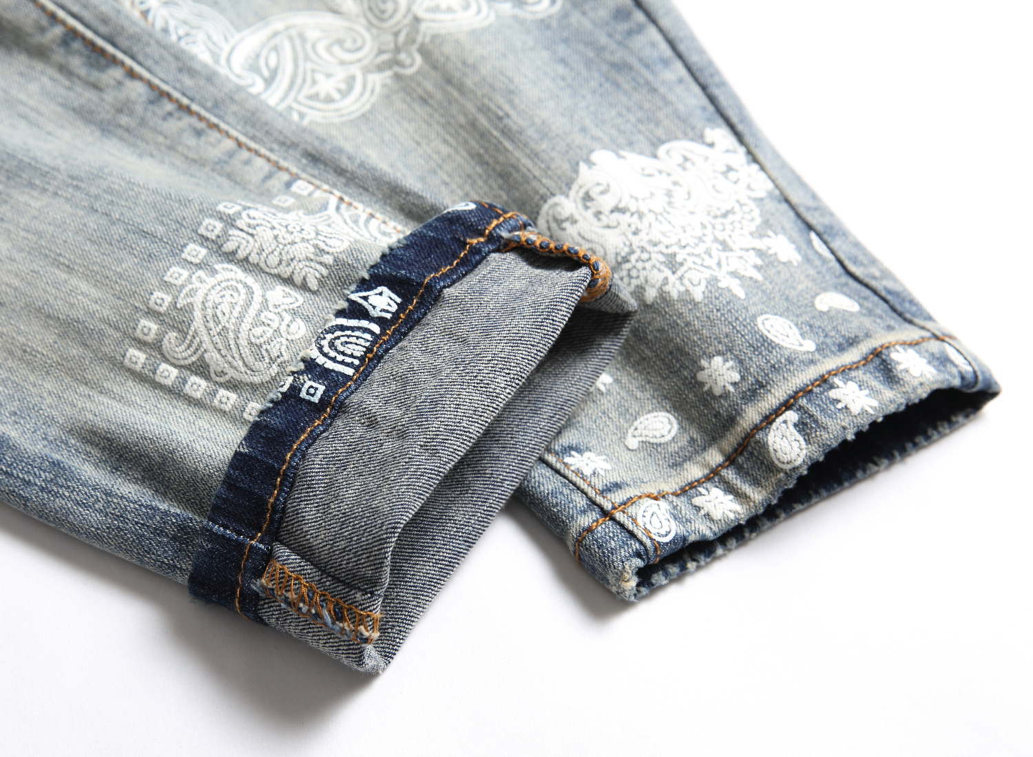 Biker Trousers Jeans Destroyed Ripped Men's Denim Monkey White Bleach Light Western Street