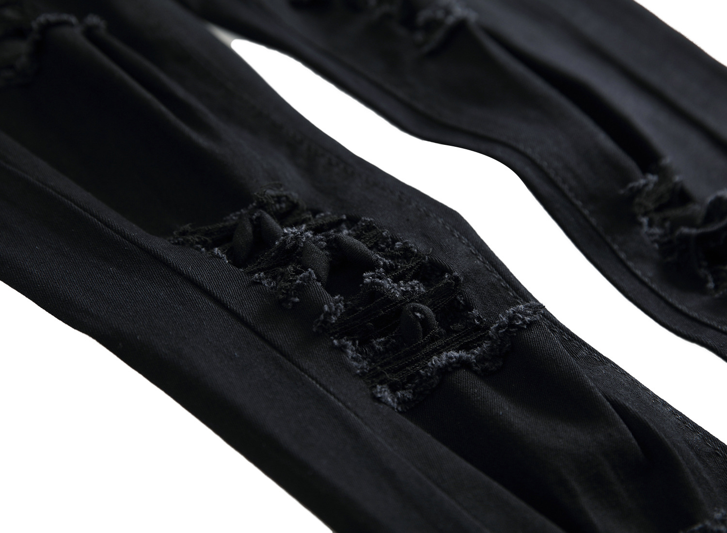 Men's red black jeans white jeans casual big hole stretch trousers Slim denim men's multi-hole jeans pants for men