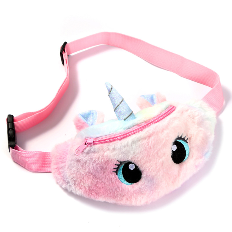 Children's Fanny Pack Unicorn Plush Toys Belt Gradient Color Chest Bag